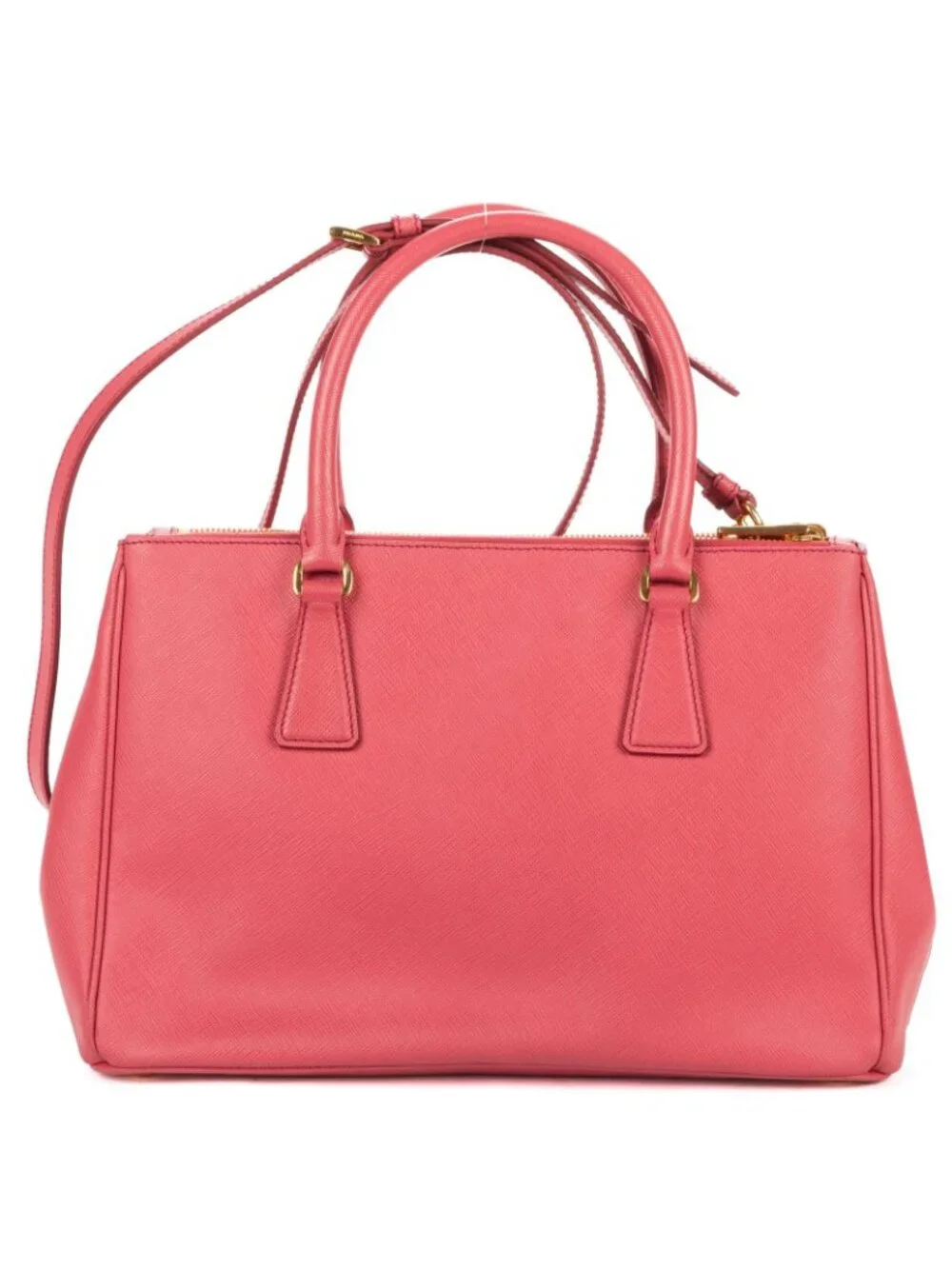 Prada Large Double Zip Galleria Tote Bag Pink Saffiano Leather